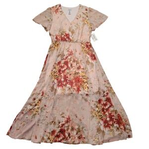 Alexa B Nites Floral Chiffon Maxi Dress Rhinestone Waist 14 NEW V Neck Summer